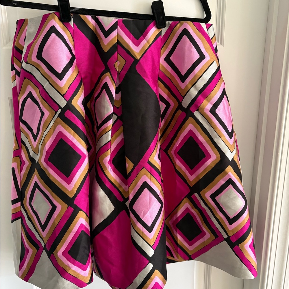 Lane Bryant Pink and Black Geometric A-Line Skirt